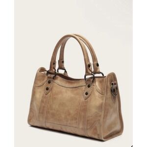Frye Leather Melissa Satchel Handbag Purse Beige Beige